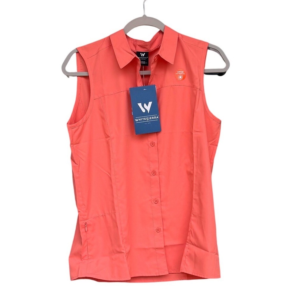 White Sierra Gobi Desert Sleeveless‎ Shirt Burnt Coral UPF 30 Womens Medium NWT